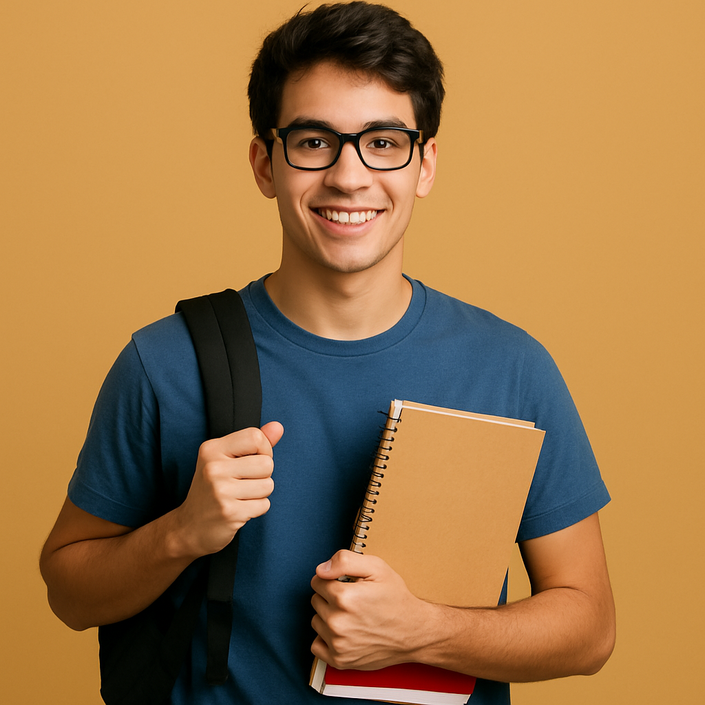 estudiante universitario con fondo soliso